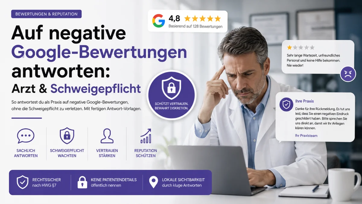 Auf negative Google-Bewertung antworten: Arzt & Schweigepflicht